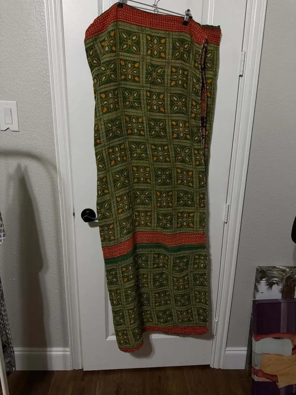 Minu Reversible Kantha Quilt Beach Throw Blanket Floral Geometric Print